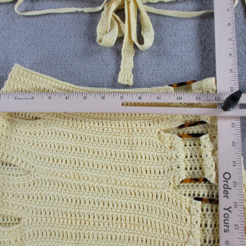Outcast Celeste Crop Top & Maxi Dress Set Womens XS Lemon Yellow Crochet Knit - Picture 7 of 11